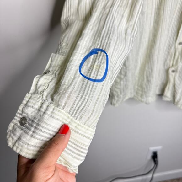 Calvin Klein Mens 100% Linen Top XL Collar Casual Long Sleeve Lagenlook Coastal - Picture 5 of 6